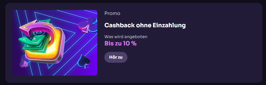 WinSpirit Casino Cashback ohne Einzahlung bis zu 10 Prozent