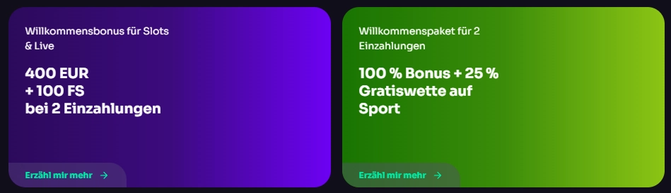 WinSpirit Casino Willkommensbonus mit 400 EUR und 100 Freispielen