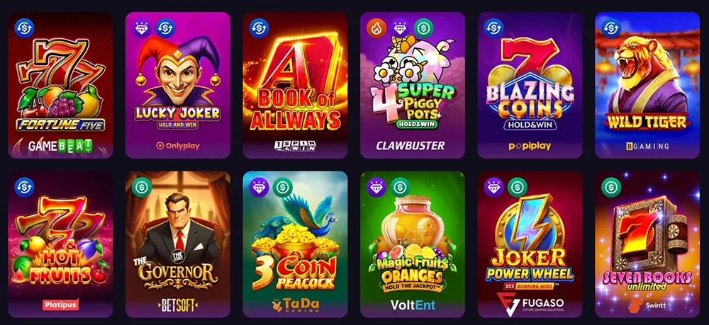 WinSpirit Casino Spielautomaten mit verschiedenen Slots und Spielanbietern