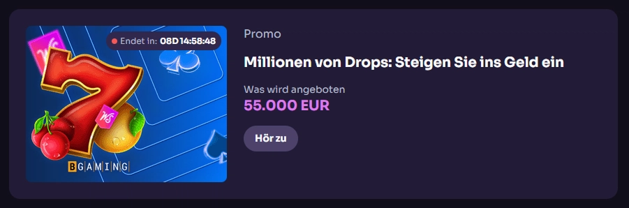WinSpirit Casino Million of Drops mit 55.000 EUR Preispool