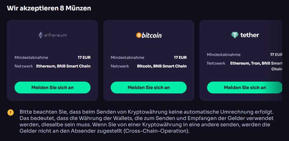 WinSpirit Casino Kryptowährungen für Einzahlungen und Zahlungen